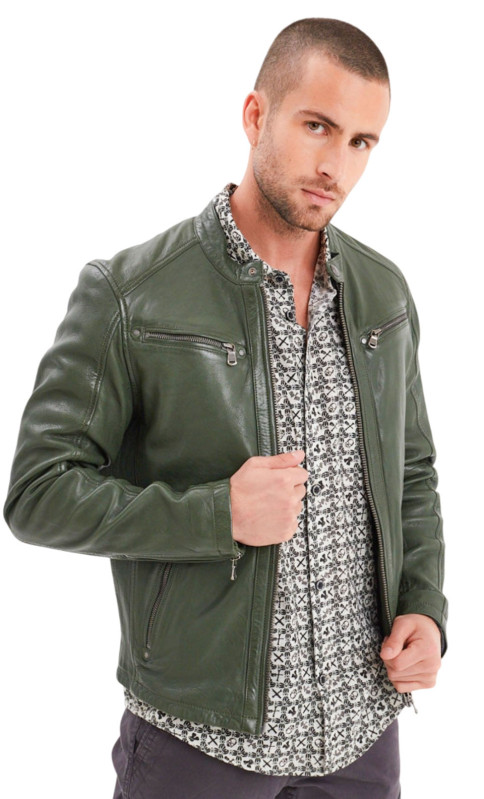 GAFINO - Blouson cuir motard homme DAYTONA