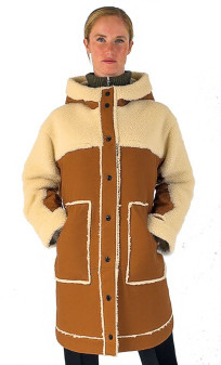 Tiarella Manteau Cuir Peau Lainée Giorgio