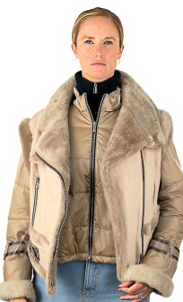 Davis Perfecto Femme Peau Lainée Avec Doudoune Akhesa