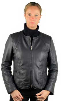 Samanta Blouson Cuir Femme Black Lines