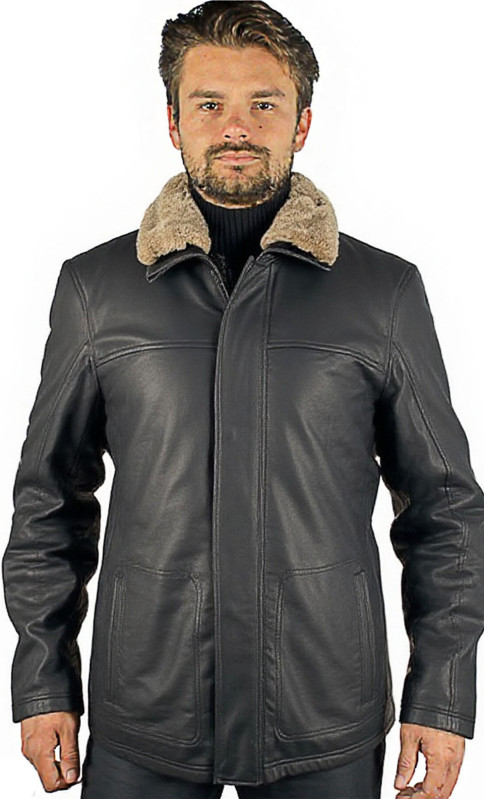 Abdel Veste Cuir Homme Black Lines