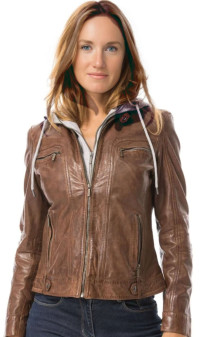 Silene Capuche Blouson Cuir Femme  Rose Garden