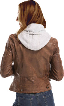 Silene Capuche Blouson Cuir Femme  Rose Garden