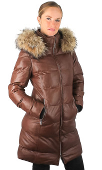 Careli Doudoune Cuir Femme Rose Garden