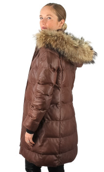 Careli Doudoune Cuir Femme Rose Garden