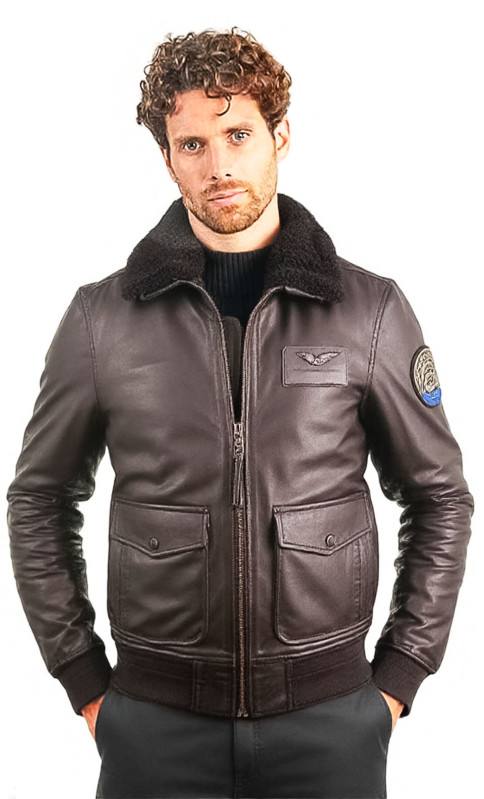 Elite Blouson Cuir Homme Aviateur Patrouille De France