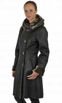 Manteau giorgio Capuche Peau Lainée Agneau connie 