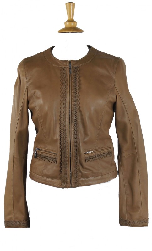 Blouson Cuir Guest Marisa Camel
