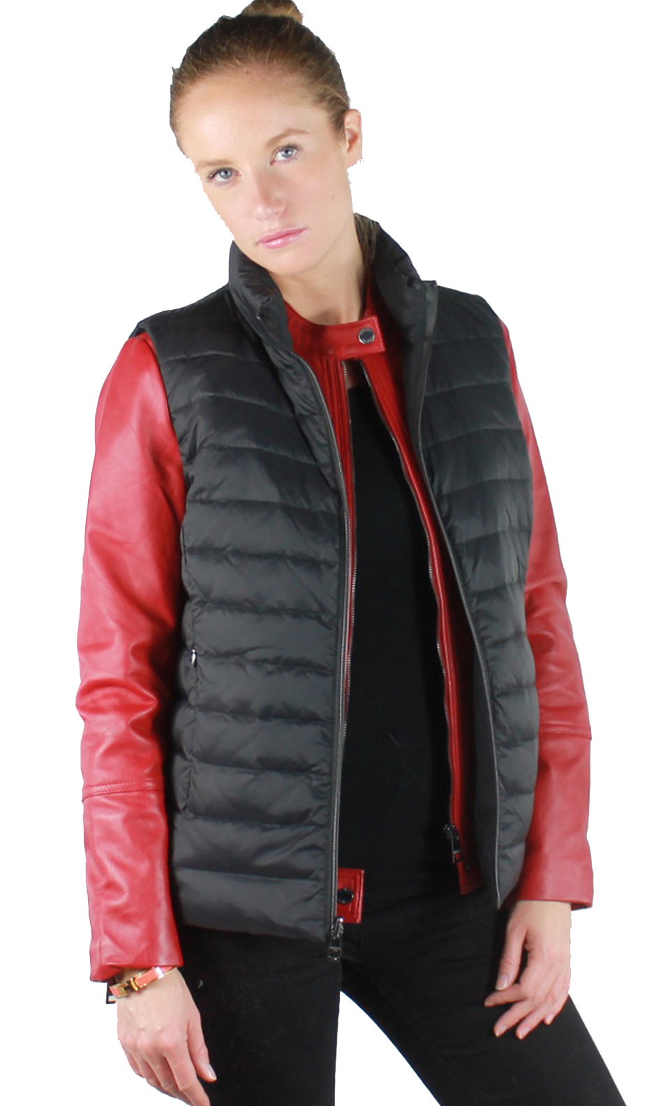 doudoune sans manche cuir femme