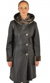 Manteau giorgio Capuche Peau Lainée Agneau connie 