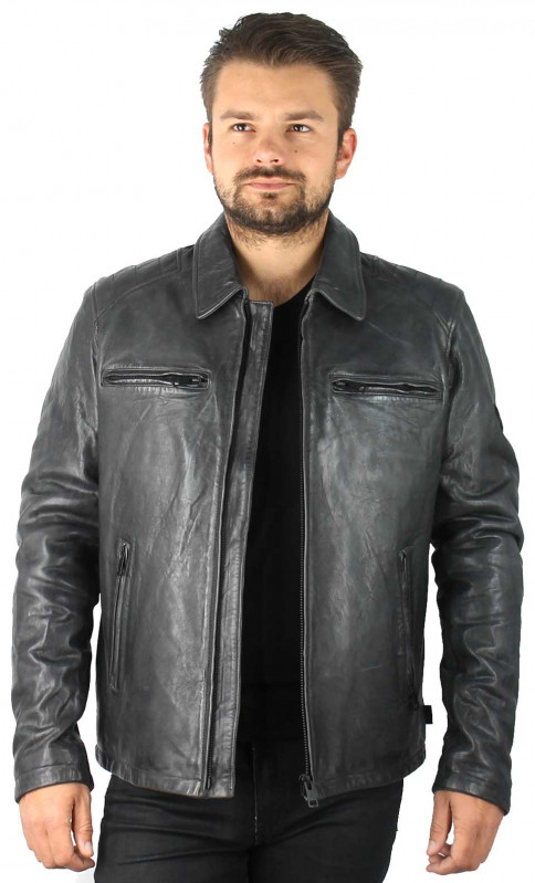 52195 Donders Blouson Cuir Homme couleur Gris Tailles Hommes 52-L