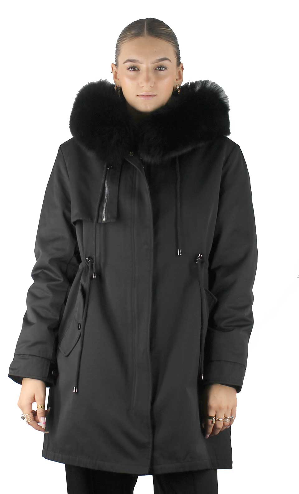 Hiver Gants Hommes Femmes Cuir à l'intérieur une doublure en fourrure Robe Fashion Coupe-vent Noir 