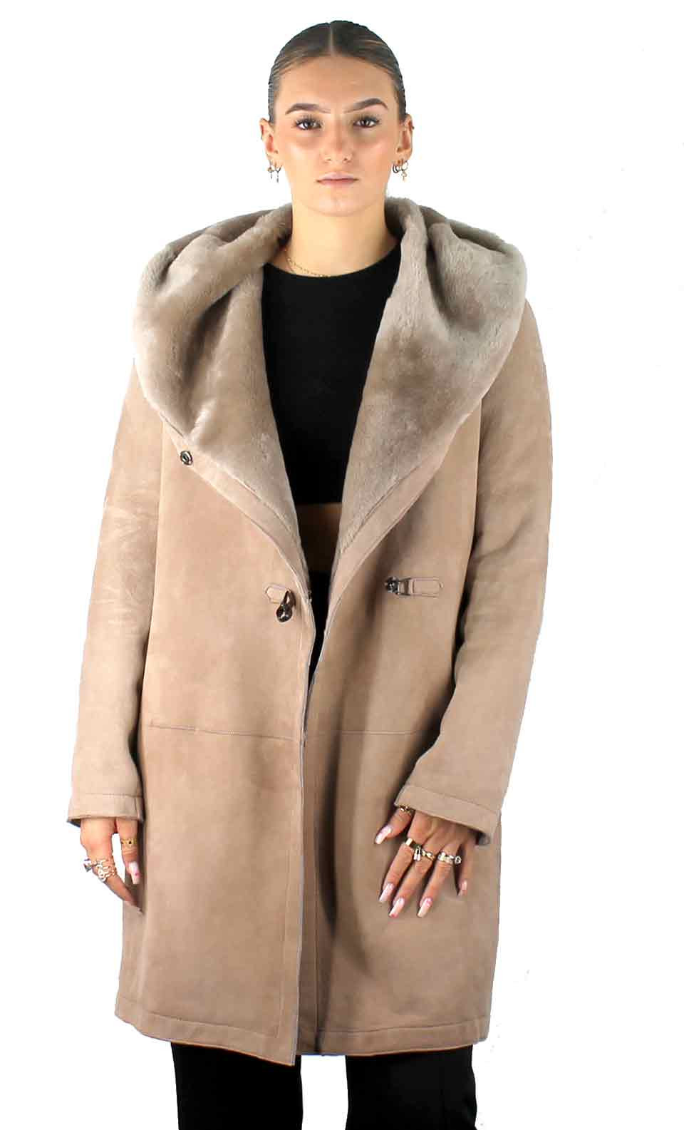 manteau aspect peau lainée femme