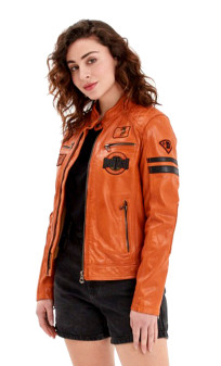 Walkora Blouson Cuir Femme Rose Garden