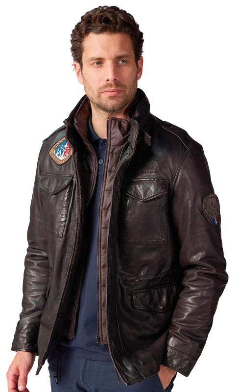 Battle Dity Veste Cuir Homme Aviateur Patrouille De France couleur