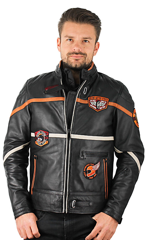 R66 Blouson Cuir Redskins couleur Noir Tailles Hommes M